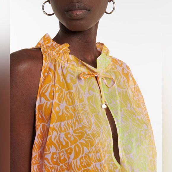 ⭕️ Stella McCartney Mini Dress Multi Color Orange Yellow Designer XS - Picture 8 of 13